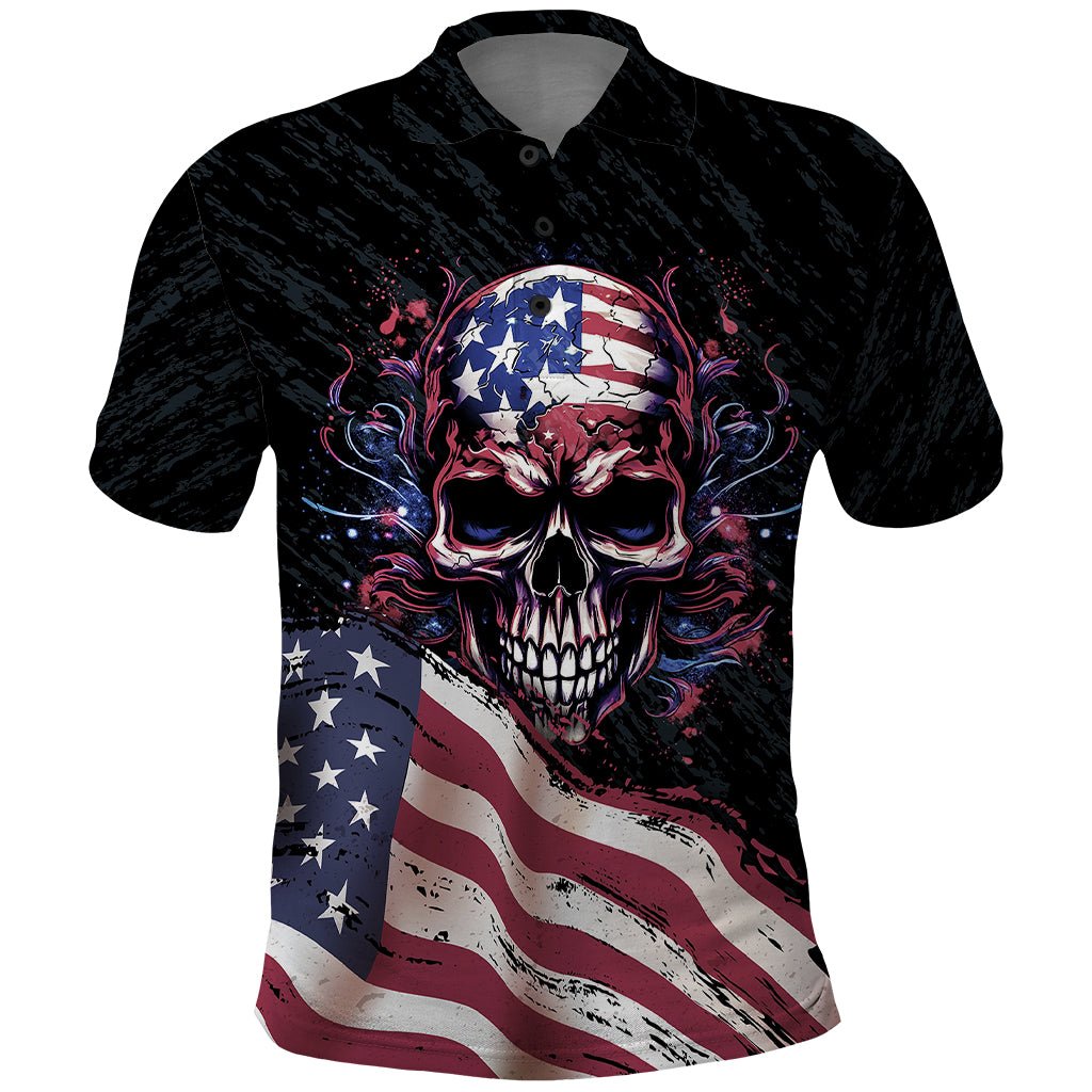 American Flag Skull Polo Shirt Sorry If My Patriotism Offends You Trust Me TS04 - The Mazicc - Adult - S - Black Grunge