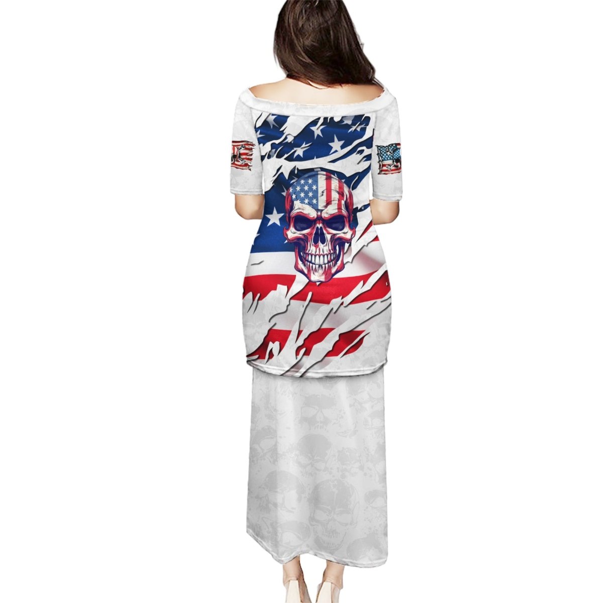 American Flag Skull Puletasi DT02 - The Mazicc - Long Dress - S - White