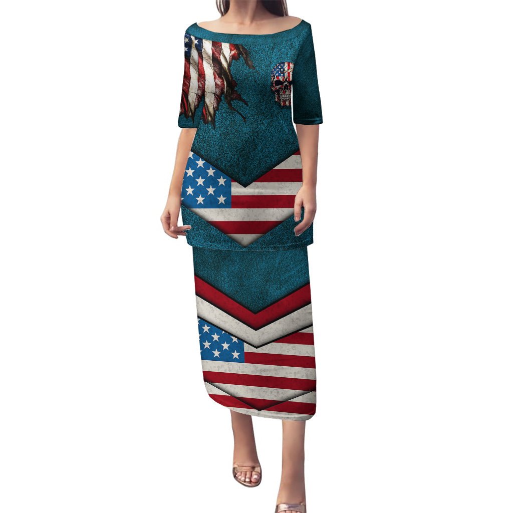 American Flag Skull Puletasi I'm an American I Have The Right To Bear Arms Your Approval Is Not Required TS04 - The Mazicc - Long Dress - S - Dark Cyan