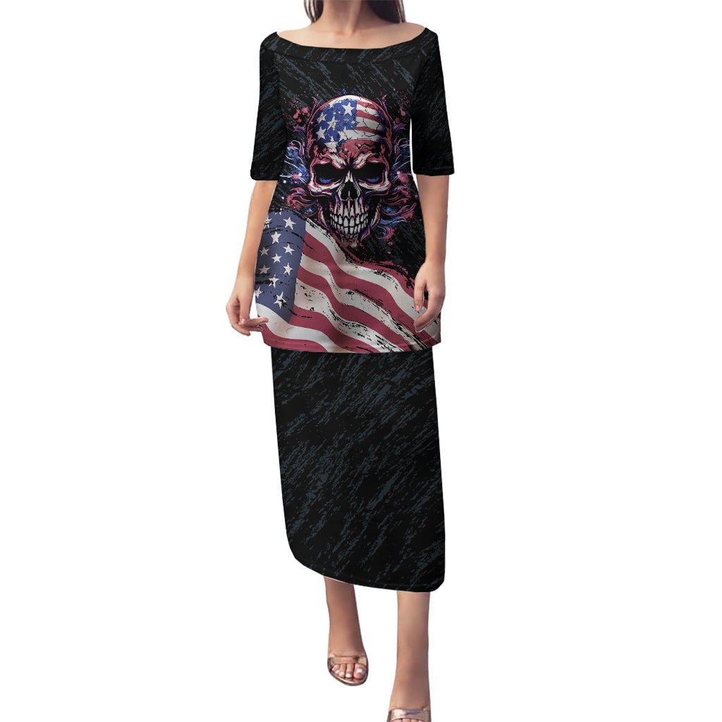 American Flag Skull Puletasi Sorry If My Patriotism Offends You Trust Me TS04 - The Mazicc - Long Dress - S - Black Grunge