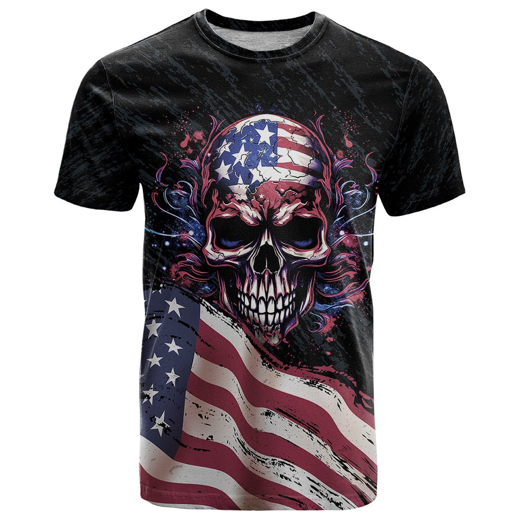 American Flag Skull T Shirt Sorry If My Patriotism Offends You Trust Me TS04 - The Mazicc - Adult - S - Black Grunge