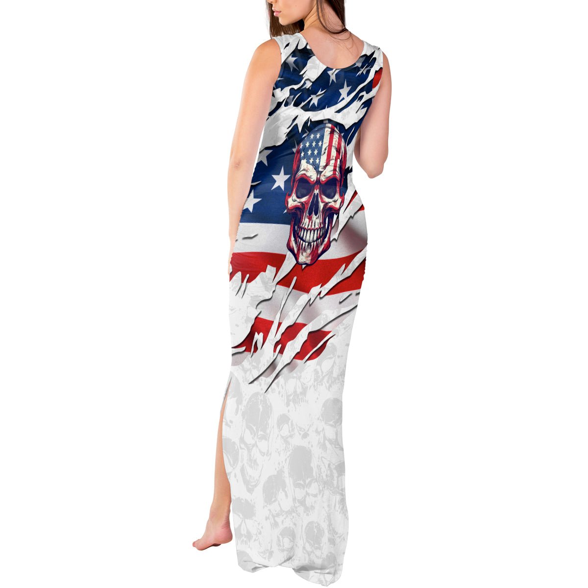 American Flag Skull Tank Maxi Dress DT02 - The Mazicc - Women - S - White