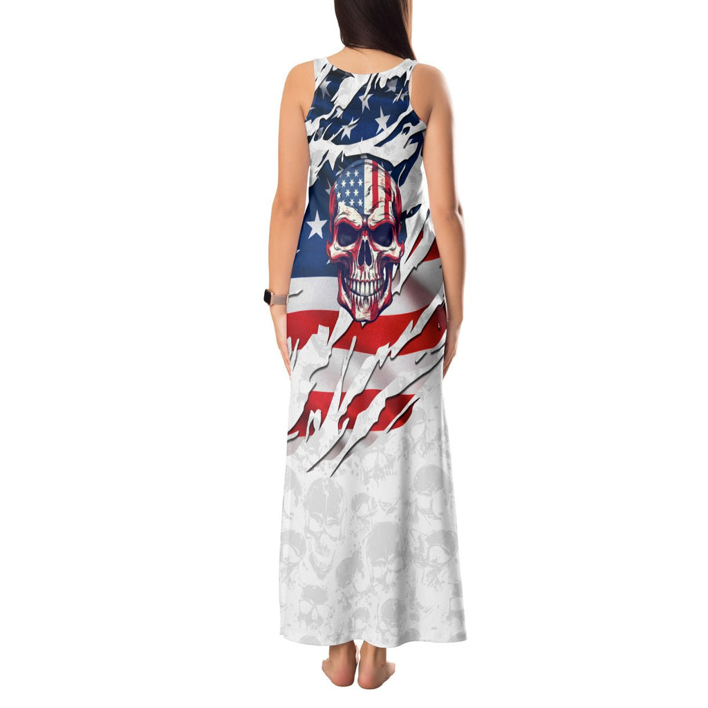 American Flag Skull Tank Maxi Dress DT02 - The Mazicc - Women - S - White