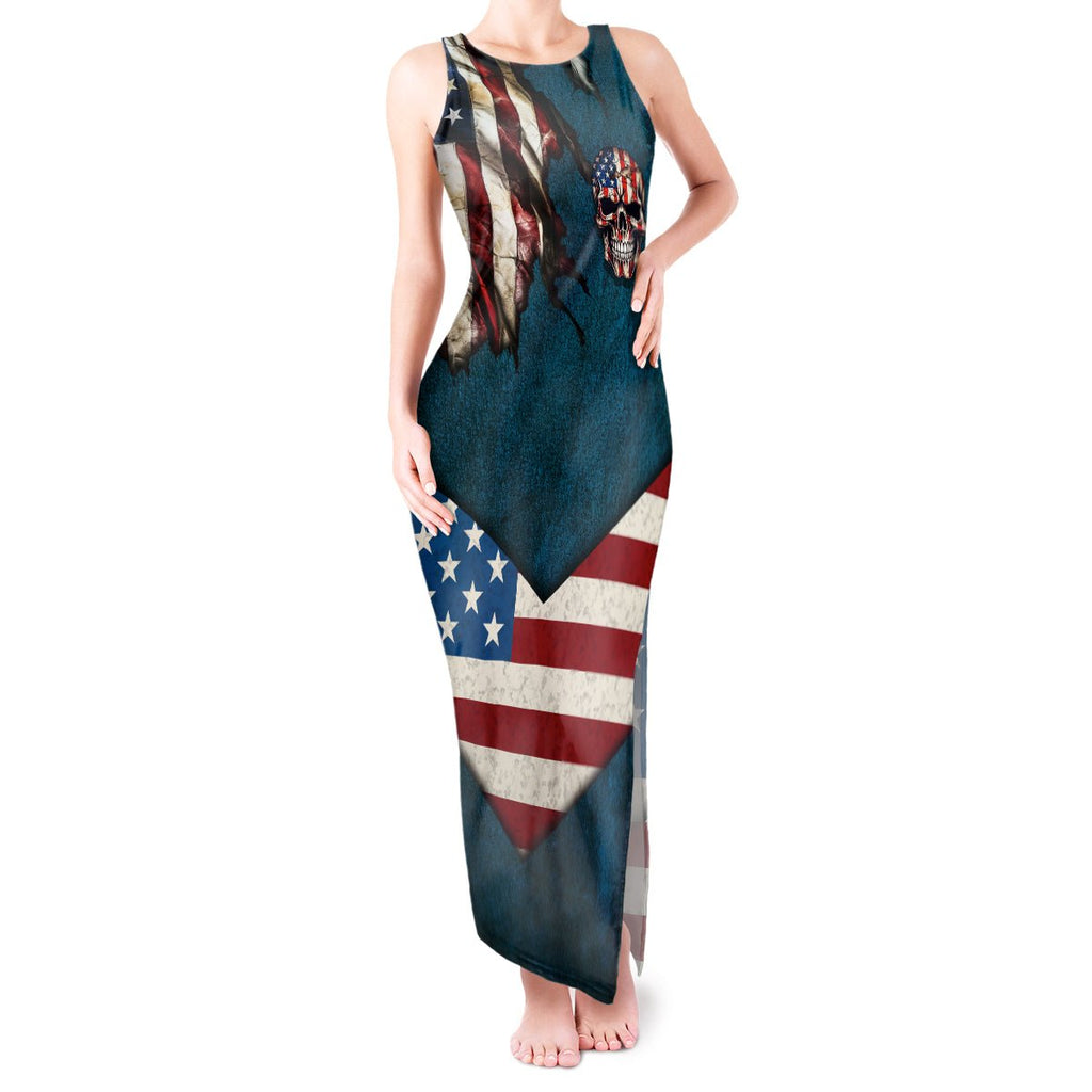 American Flag Skull Tank Maxi Dress I'm an American I Have The Right To Bear Arms Your Approval Is Not Required TS04 - The Mazicc - Women - S - Dark Cyan
