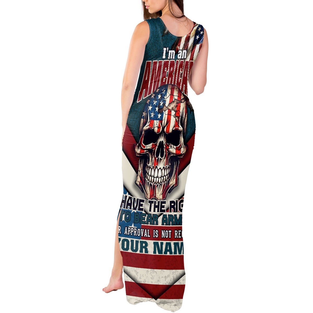 American Flag Skull Tank Maxi Dress I'm an American I Have The Right To Bear Arms Your Approval Is Not Required TS04 - The Mazicc - Women - S - Dark Cyan