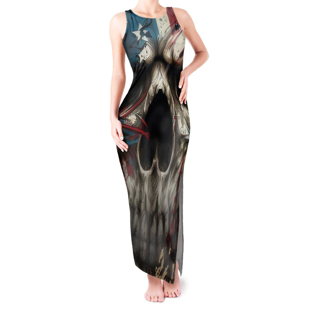 American Flag Skull Tank Maxi Dress I'm Not Anti - Social I'm Just Not User Friendly TS04 - The Mazicc - Women - S - Multicolor