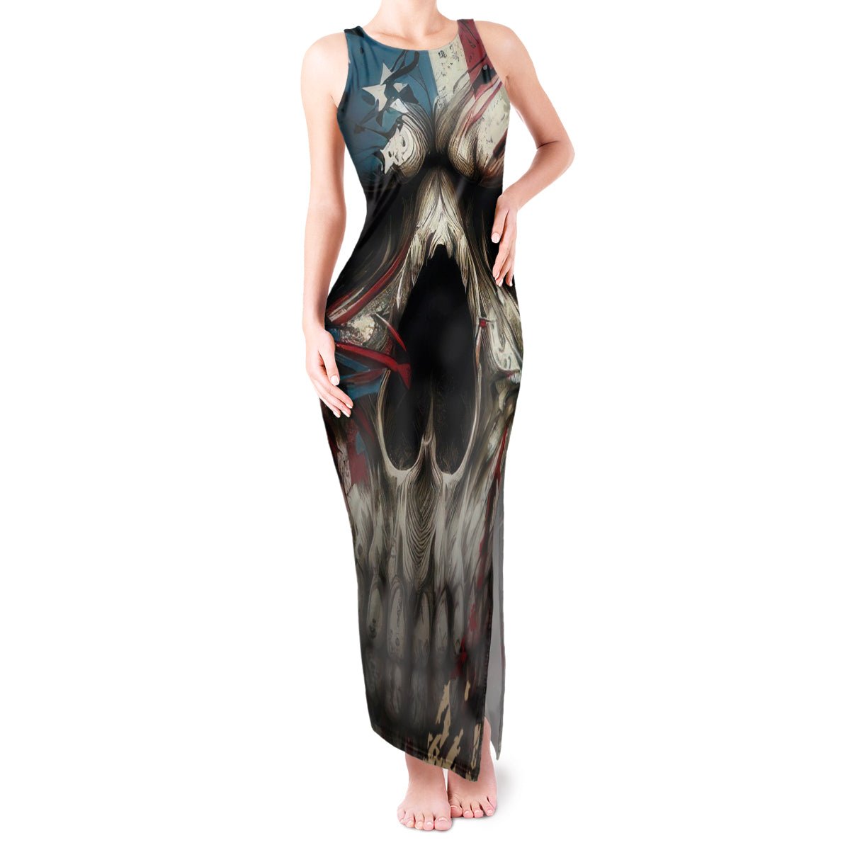 American Flag Skull Tank Maxi Dress I'm Not Anti - Social I'm Just Not User Friendly TS04 - The Mazicc - Women - S - Multicolor