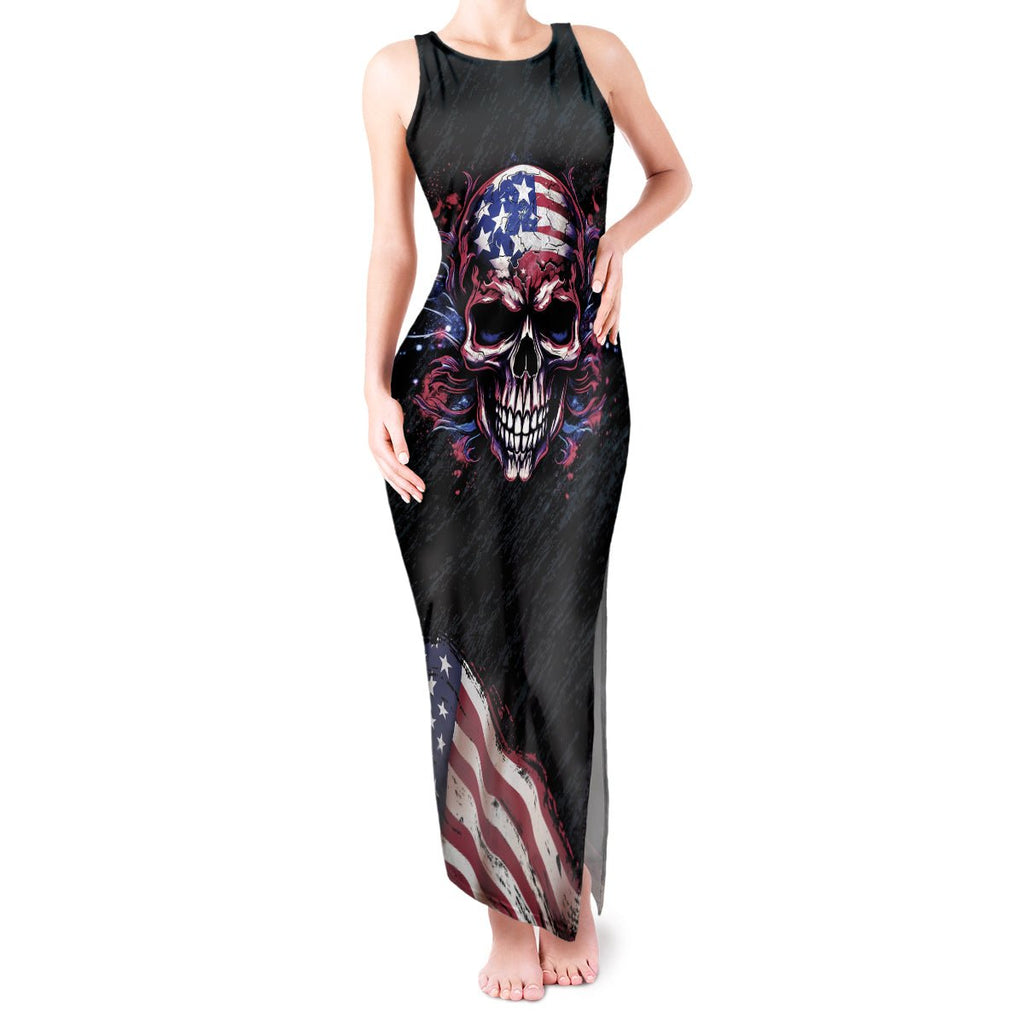 American Flag Skull Tank Maxi Dress Sorry If My Patriotism Offends You Trust Me TS04 - The Mazicc - Women - S - Black Grunge