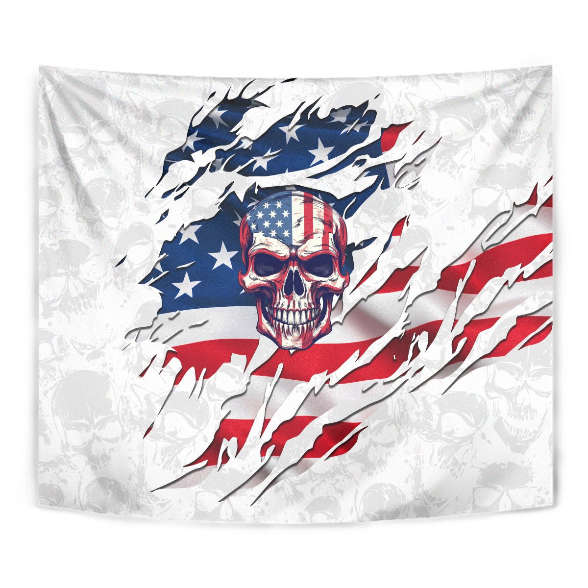 American Flag Skull Tapestry DT02 - The Mazicc - XS - 60 x 138 cm - White