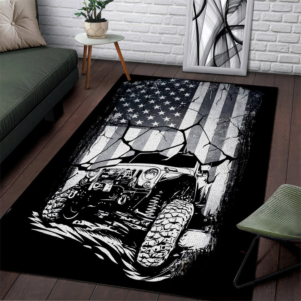 American Jeep Area Rug American Flag But Did You Die DT01 - The Mazicc - S - 36 x 60 inches - White
