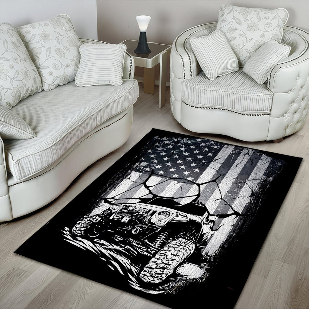American Jeep Area Rug American Flag But Did You Die DT01 - The Mazicc - S - 36 x 60 inches - White