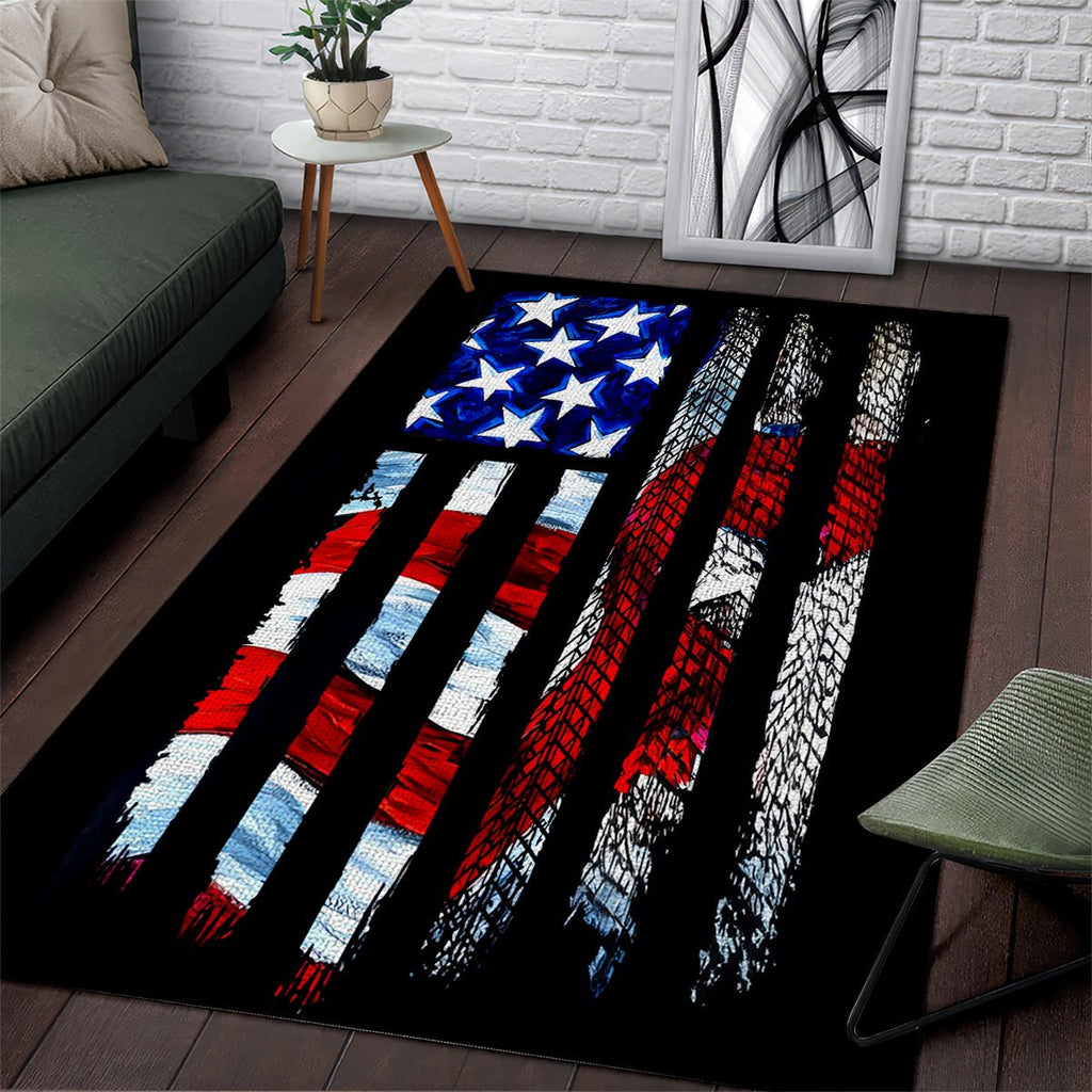 American Jeep Area Rug American Flag Jeep Life DT01 - The Mazicc - S - 36 x 60 inches - Black