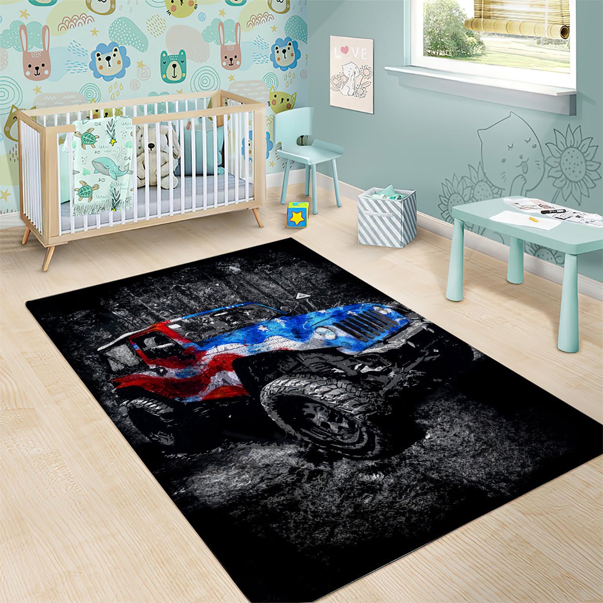 American Jeep Area Rug Jeep Girls Like It Dirty DT01 - The Mazicc - S - 36 x 60 inches - Black