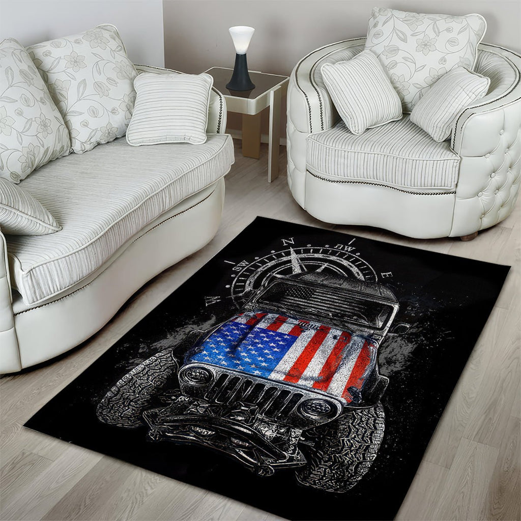 American Jeep Area Rug Vintage Jeep Life DT01 - The Mazicc - S - 36 x 60 inches - Black