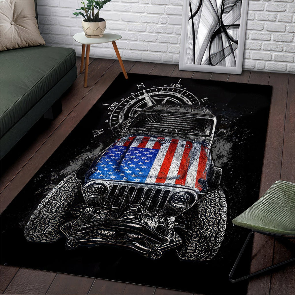 American Jeep Area Rug Vintage Jeep Life DT01 - The Mazicc - S - 36 x 60 inches - Black
