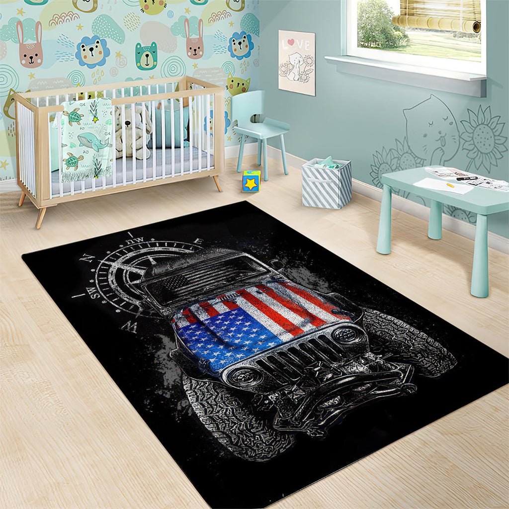 American Jeep Area Rug Vintage Jeep Life DT01 - The Mazicc - S - 36 x 60 inches - Black