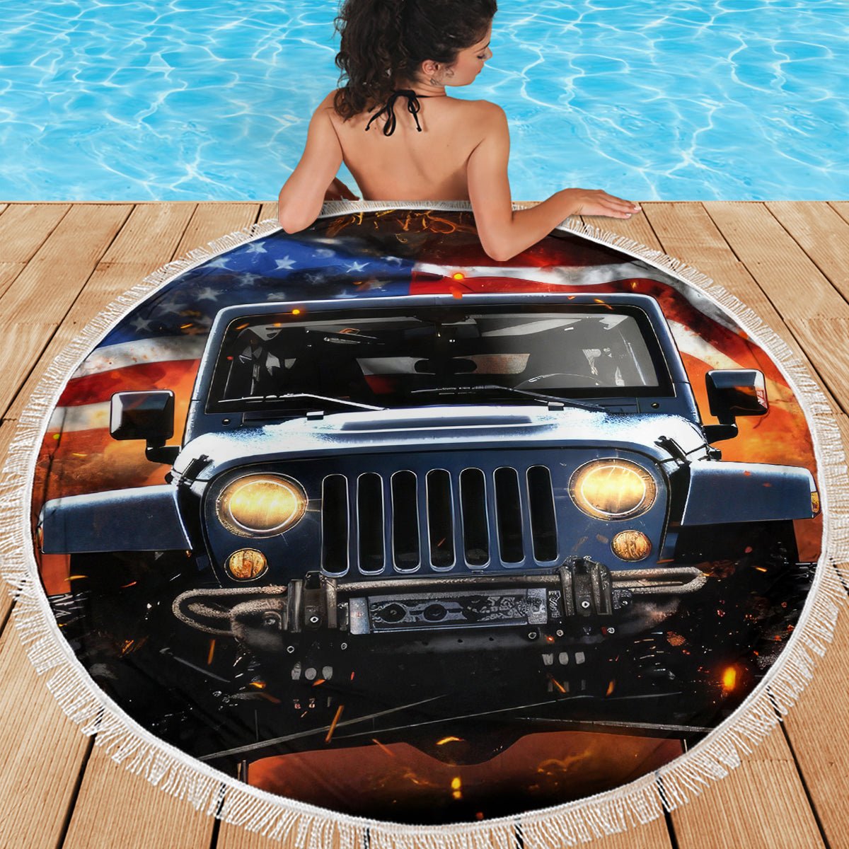 American Jeep Beach Blanket I'm The Black Jeep Of The Family DT01 - The Mazicc - One Size - 150cm - Black