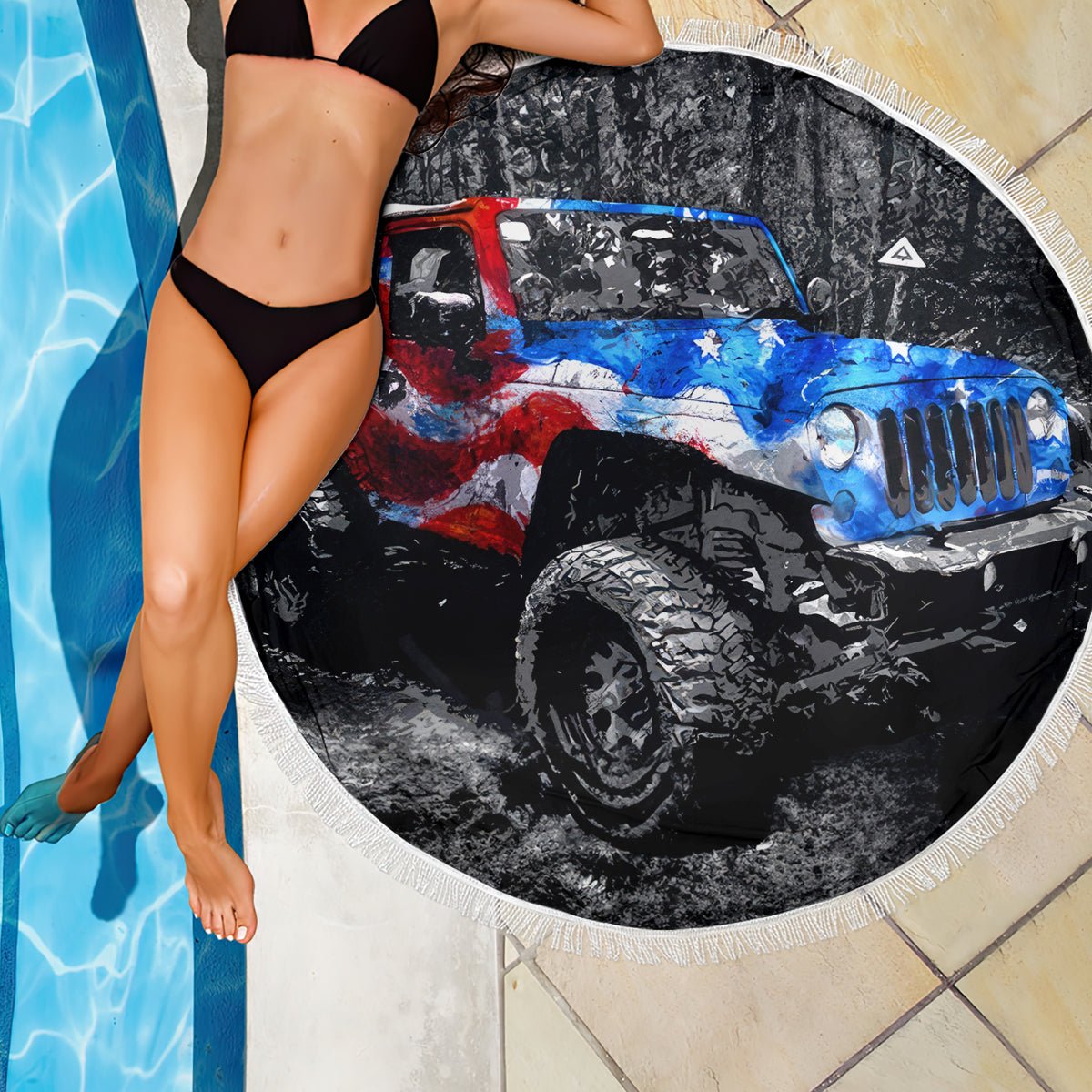 American Jeep Beach Blanket Jeep Girls Like It Dirty DT01 - The Mazicc - One Size - 150cm - Black
