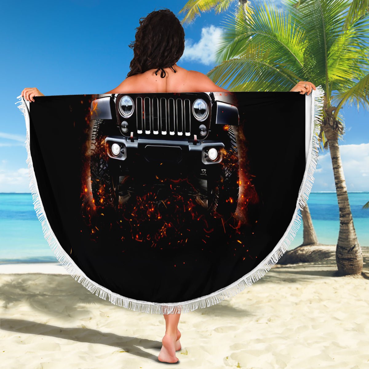 American Jeep Beach Blanket Never Underestimate An Old Man With A Jeep DT01 - The Mazicc - One Size - 150cm - Black