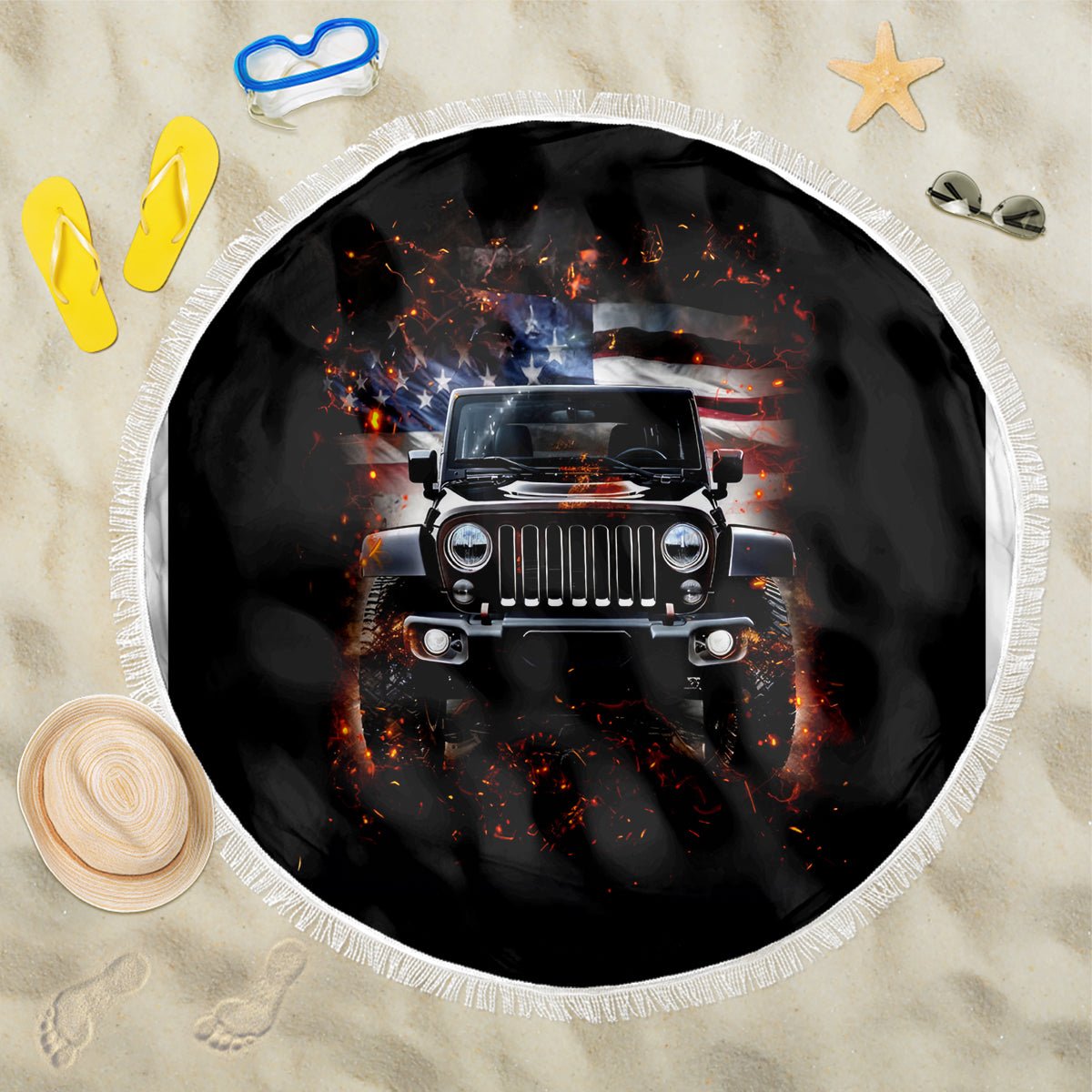American Jeep Beach Blanket Never Underestimate An Old Man With A Jeep DT01 - The Mazicc - One Size - 150cm - Black