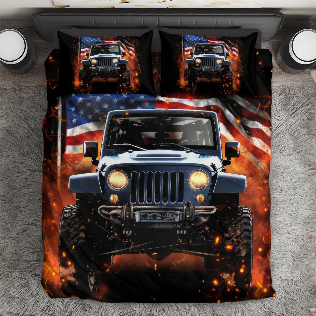 American Jeep Bedding Set I'm The Black Jeep Of The Family DT01 - The Mazicc - US Twin - 172cm x 218cm - Black