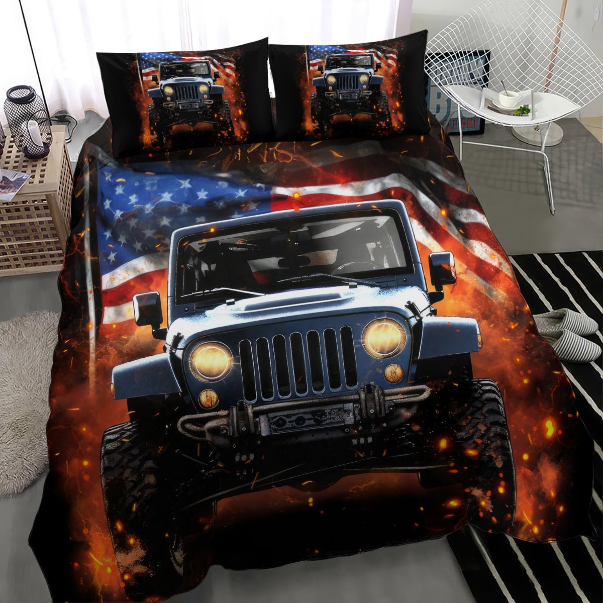 American Jeep Bedding Set I'm The Black Jeep Of The Family DT01 - The Mazicc - US Twin - 172cm x 218cm - Black