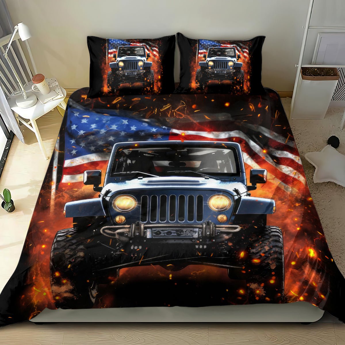 American Jeep Bedding Set I'm The Black Jeep Of The Family DT01 - The Mazicc - US Twin - 172cm x 218cm - Black