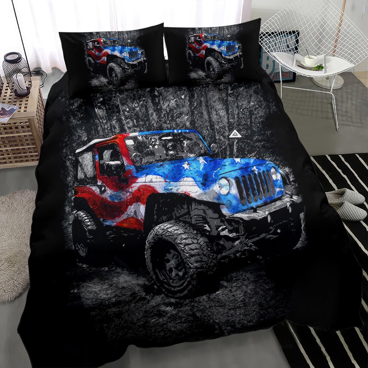 American Jeep Bedding Set Jeep Girls Like It Dirty DT01 - The Mazicc - US Twin - 172cm x 218cm - Black