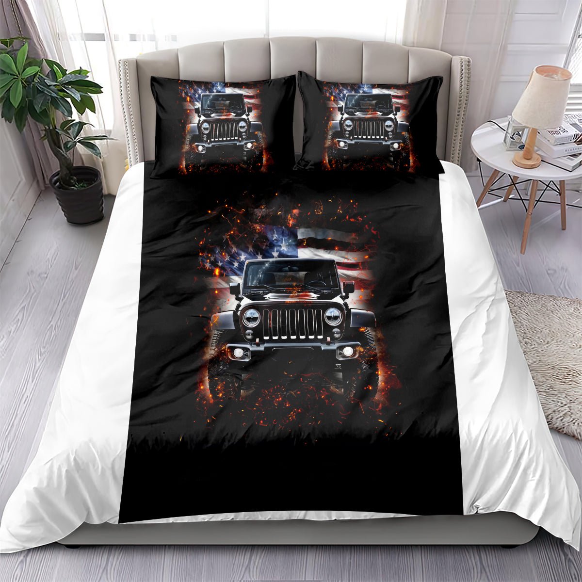 American Jeep Bedding Set Never Underestimate An Old Man With A Jeep DT01 - The Mazicc - US Twin - 172cm x 218cm - Black