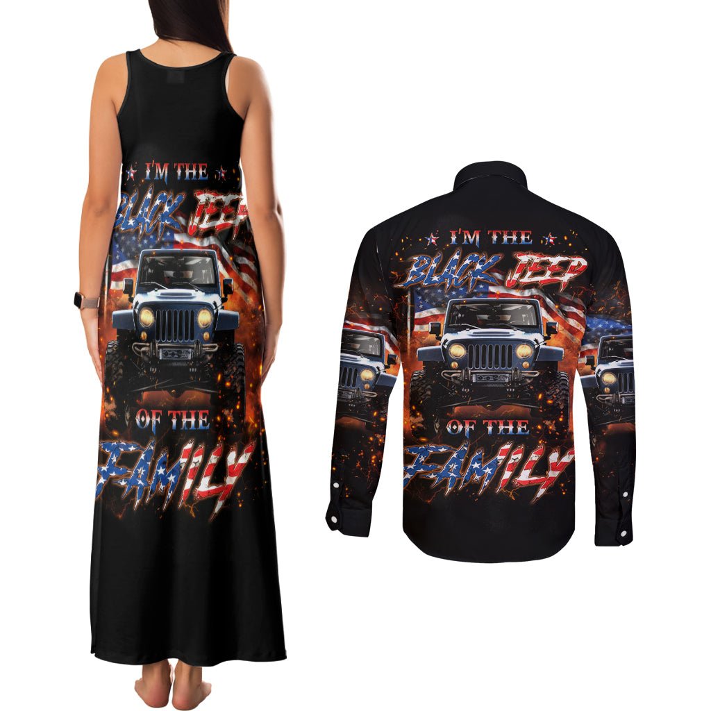American Jeep Couples Matching Tank Maxi Dress and Long Sleeve Button Shirt I'm The Black Jeep Of The Family DT01 - The Mazicc - S - S - Black