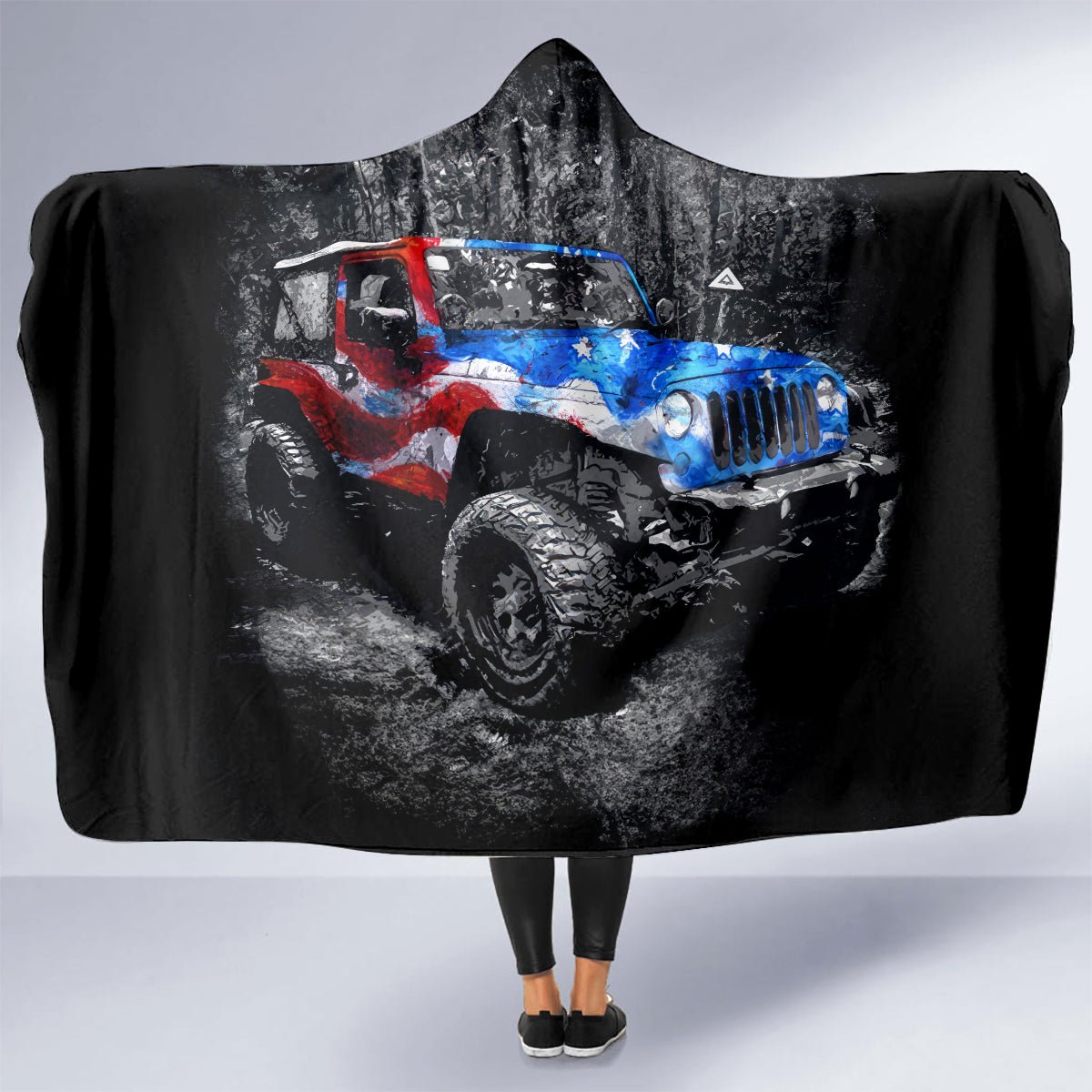American Jeep Hooded Blanket Jeep Girls Like It Dirty DT01 - The Mazicc - Youth 60"x45" - One Size - Black