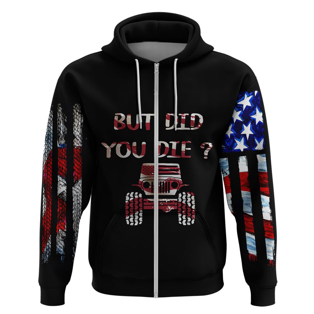 American Jeep Hoodie American Flag Jeep Life DT01 - The Mazicc - Zip Hoodie - S - Black
