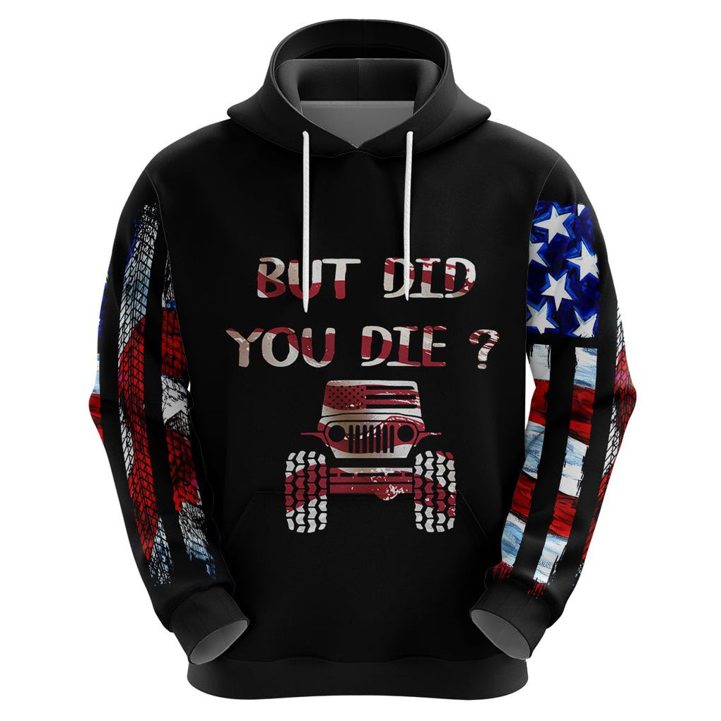 American Jeep Hoodie American Flag Jeep Life DT01 - The Mazicc - Zip Hoodie - S - Black