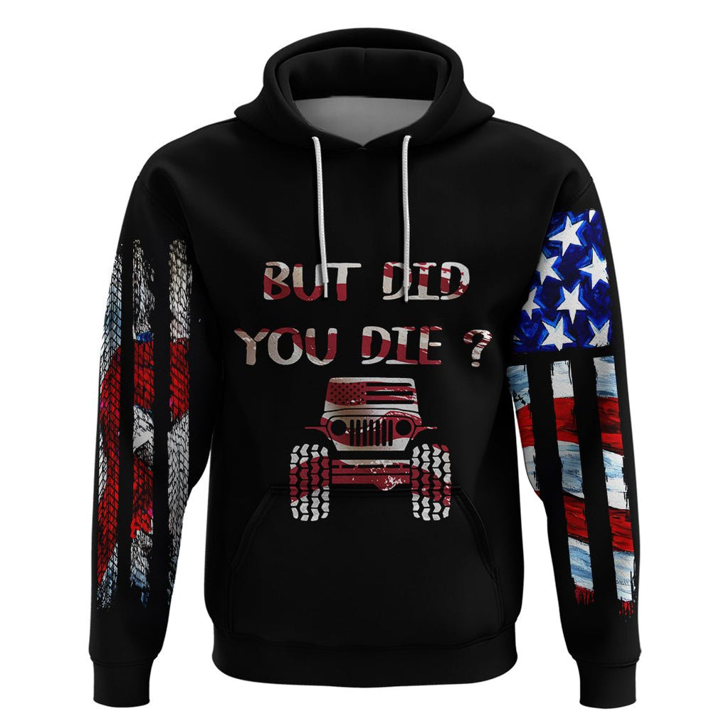 American Jeep Hoodie American Flag Jeep Life DT01 - The Mazicc - Pullover Hoodie - S - Black