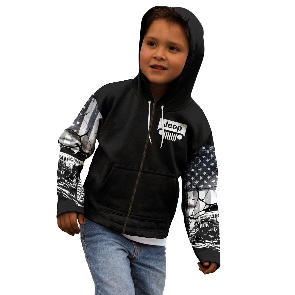 American Jeep Kid Hoodie American Flag But Did You Die DT01 - The Mazicc - Zip Hoodie - Toddler 2T - White