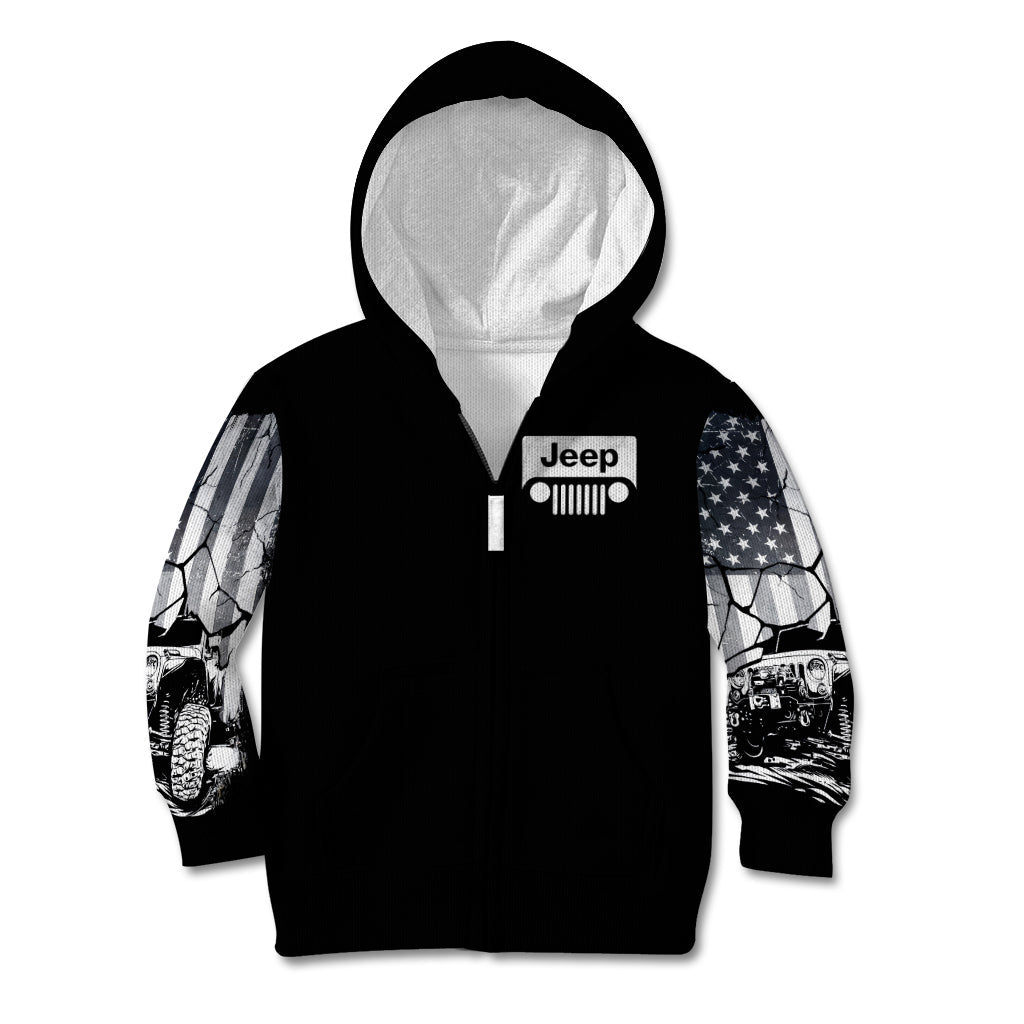 American Jeep Kid Hoodie American Flag But Did You Die DT01 - The Mazicc - Zip Hoodie - Toddler 2T - White