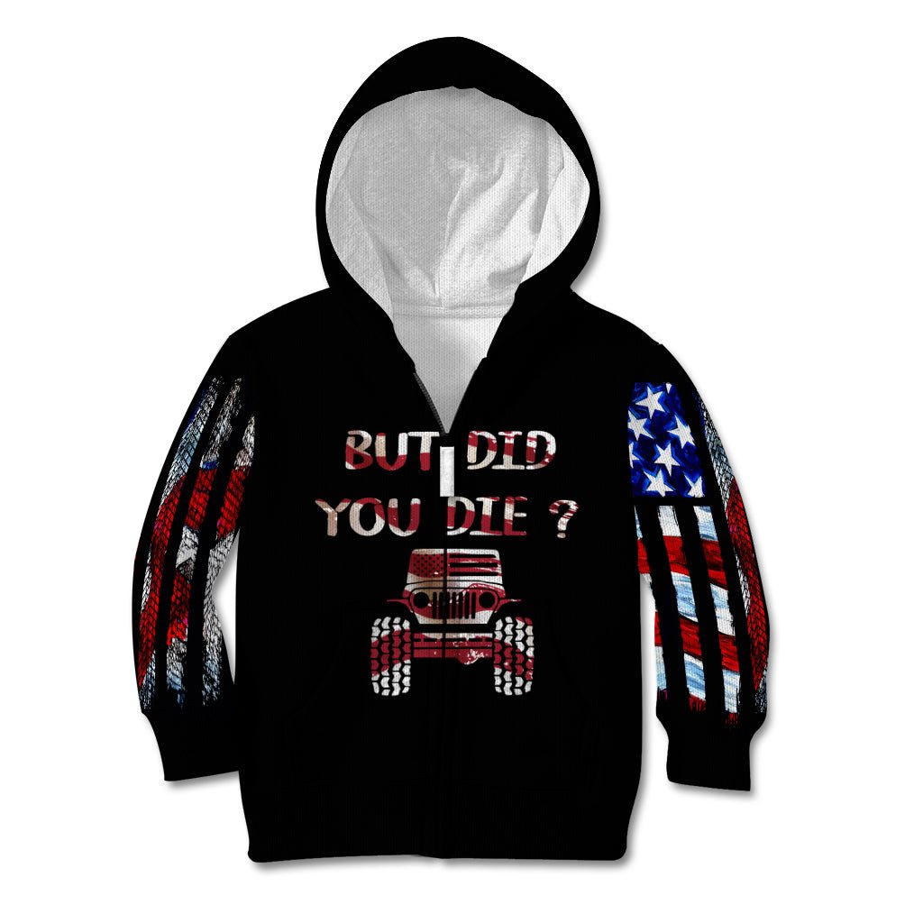 American Jeep Kid Hoodie American Flag Jeep Life DT01 - The Mazicc - Zip Hoodie - Toddler 2T - Black