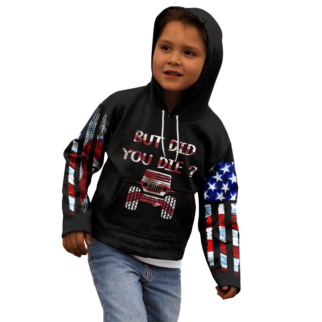 American Jeep Kid Hoodie American Flag Jeep Life DT01 - The Mazicc - Zip Hoodie - Toddler 2T - Black