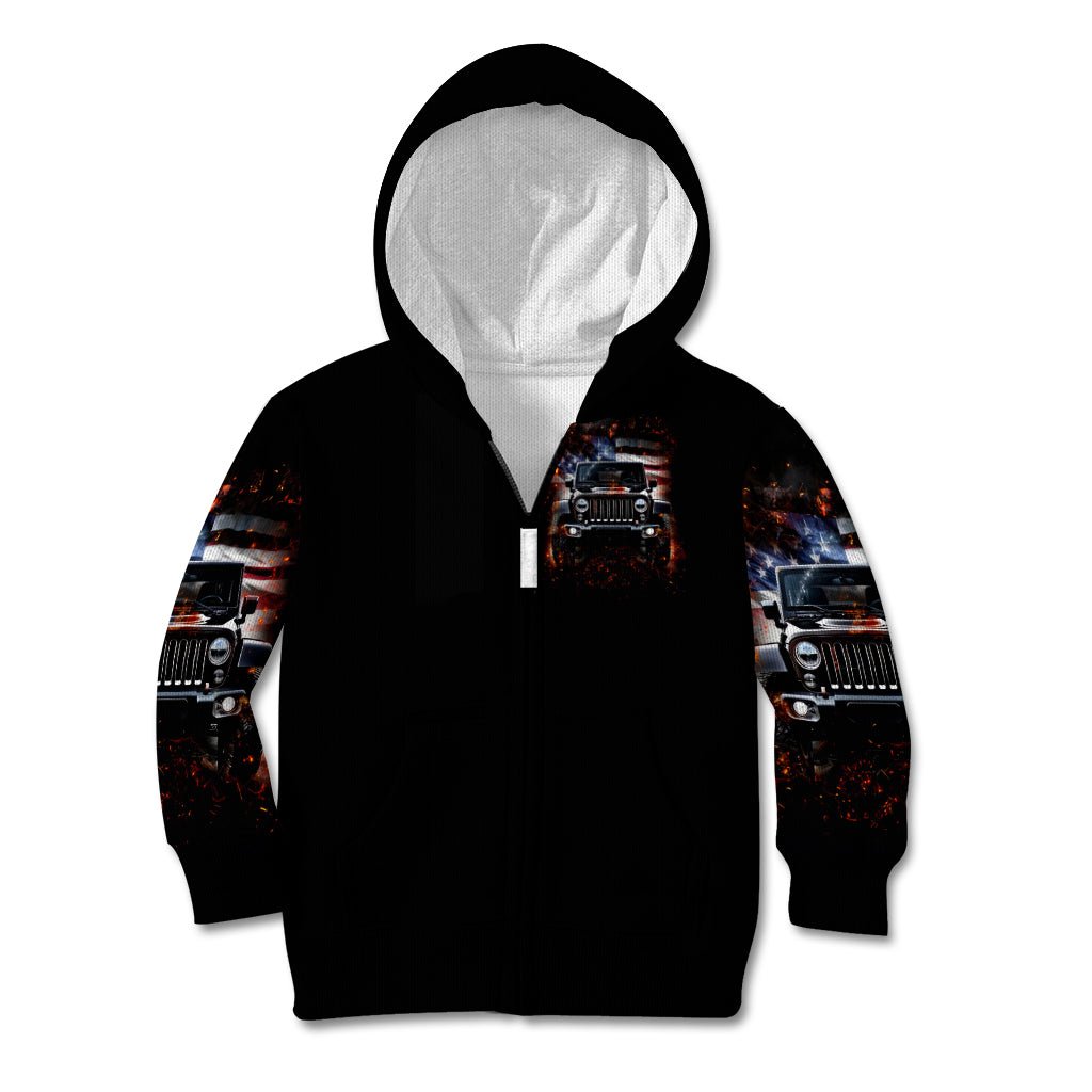 American Jeep Kid Hoodie Never Underestimate An Old Man With A Jeep DT01 - The Mazicc - Zip Hoodie - Toddler 2T - Black