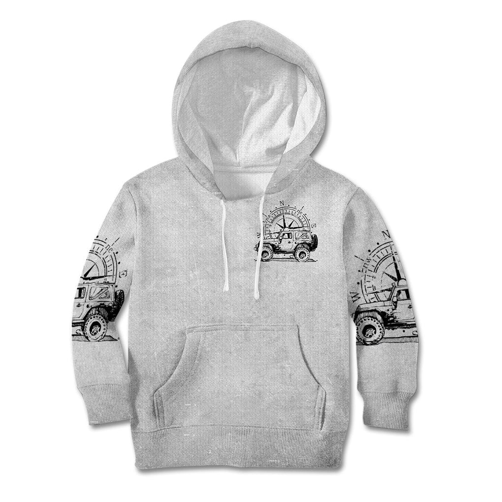 American Jeep Kid Hoodie Sketch Art Jeep Life DT01 - The Mazicc - Hoodie - Toddler 2T - Gray
