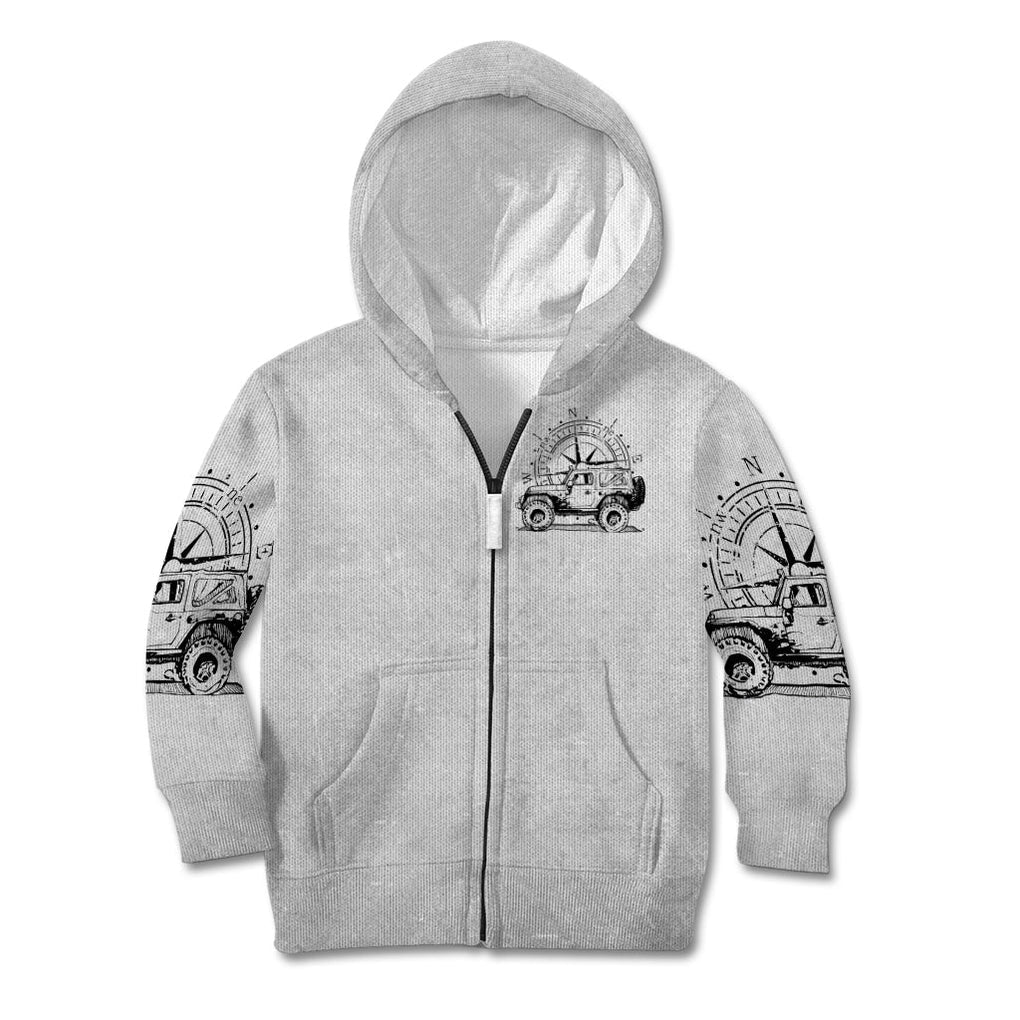 American Jeep Kid Hoodie Sketch Art Jeep Life DT01 - The Mazicc - Zip Hoodie - Toddler 2T - Gray