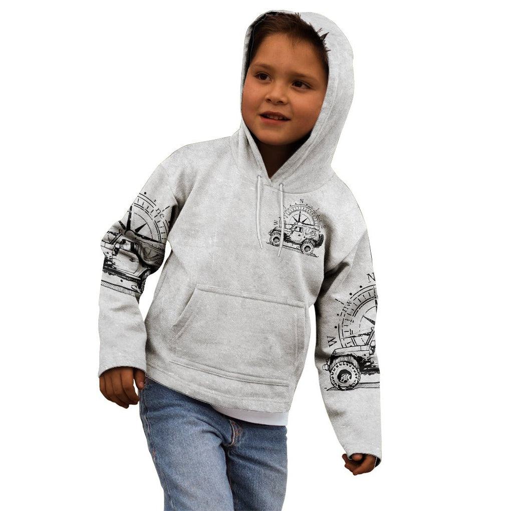 American Jeep Kid Hoodie Sketch Art Jeep Life DT01 - The Mazicc - Zip Hoodie - Toddler 2T - Gray