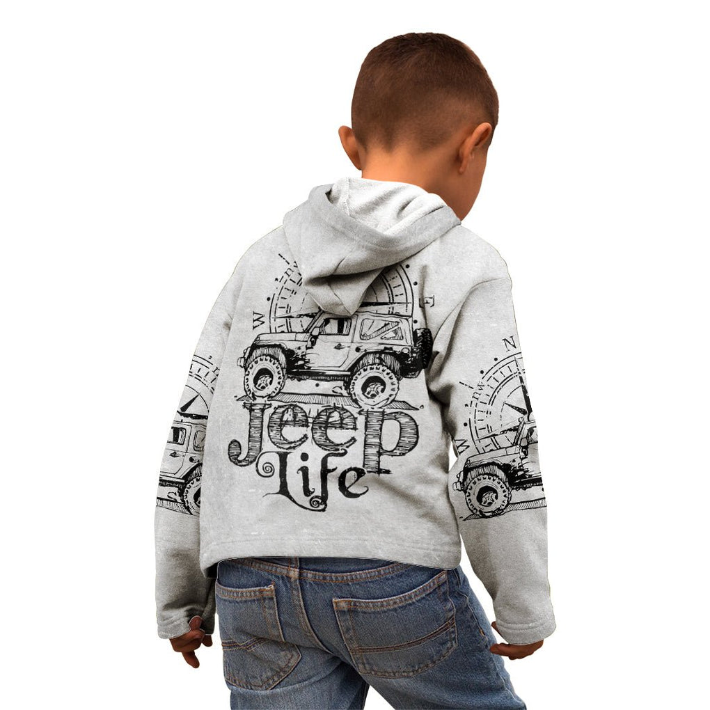 American Jeep Kid Hoodie Sketch Art Jeep Life DT01 - The Mazicc - Zip Hoodie - Toddler 2T - Gray