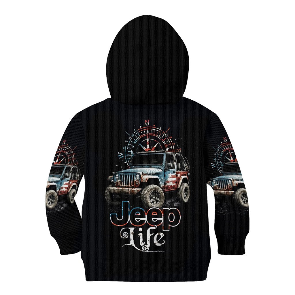 American Jeep Kid Hoodie Vintage Jeep Life DT01 - The Mazicc - Hoodie - Toddler 2T - Black