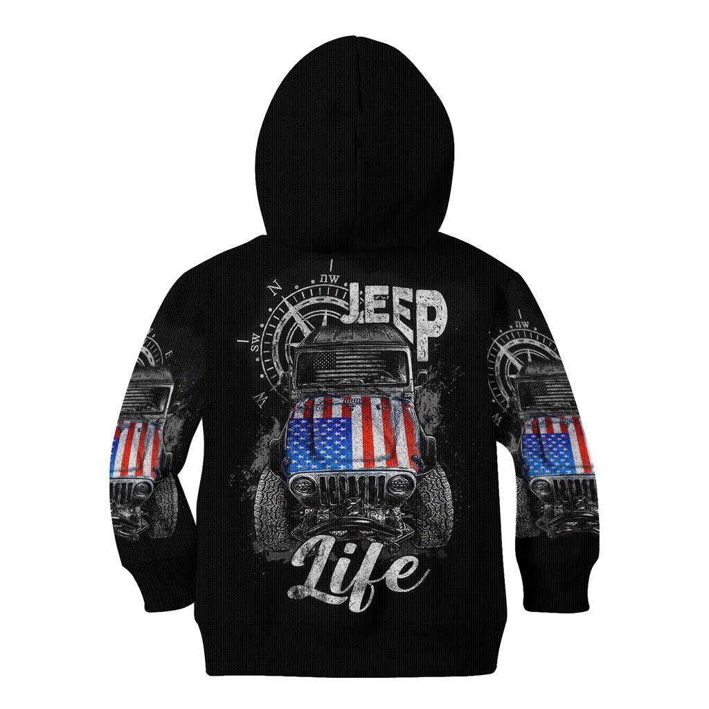 American Jeep Kid Hoodie Vintage Jeep Life DT01 - The Mazicc - Hoodie - Toddler 2T - Black