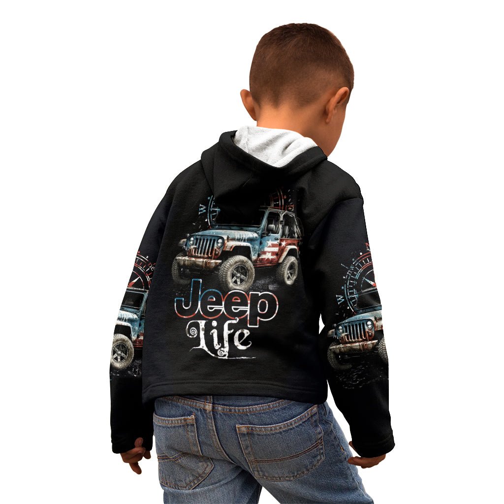 American Jeep Kid Hoodie Vintage Jeep Life DT01 - The Mazicc - Zip Hoodie - Toddler 2T - Black