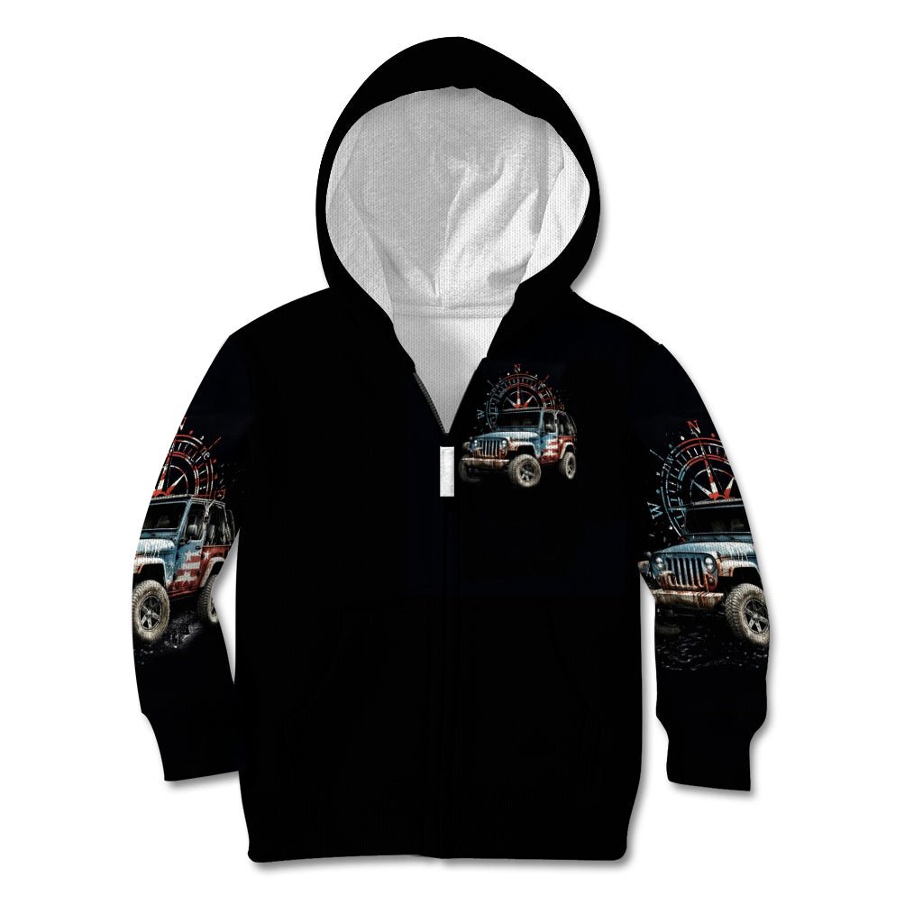 American Jeep Kid Hoodie Vintage Jeep Life DT01 - The Mazicc - Zip Hoodie - Toddler 2T - Black