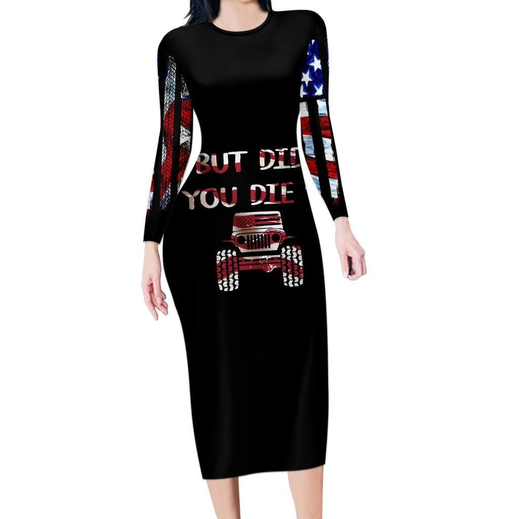 American Jeep Long Sleeve Bodycon Dress American Flag Jeep Life DT01 - The Mazicc - Long Dress - S - Black