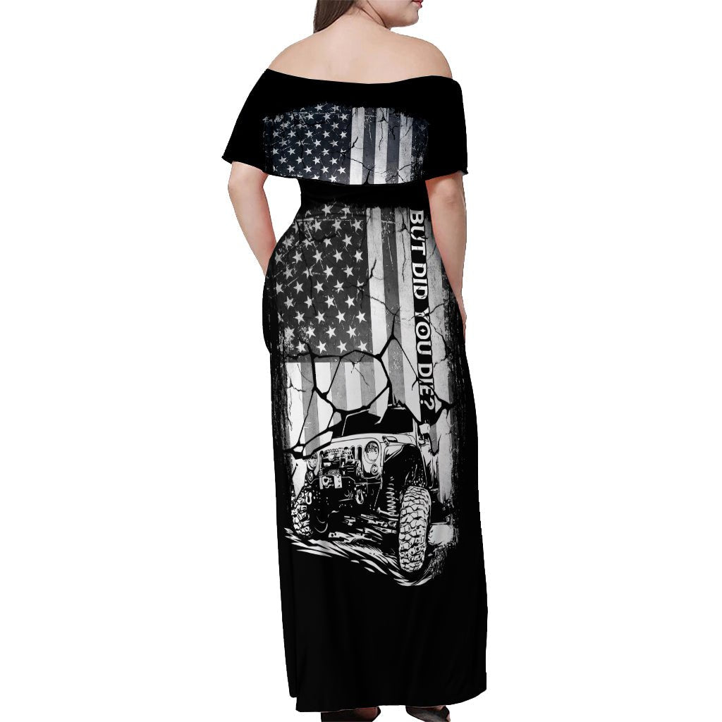 American Jeep Off Shoulder Maxi Dress American Flag But Did You Die DT01 - The Mazicc - Women - S - White