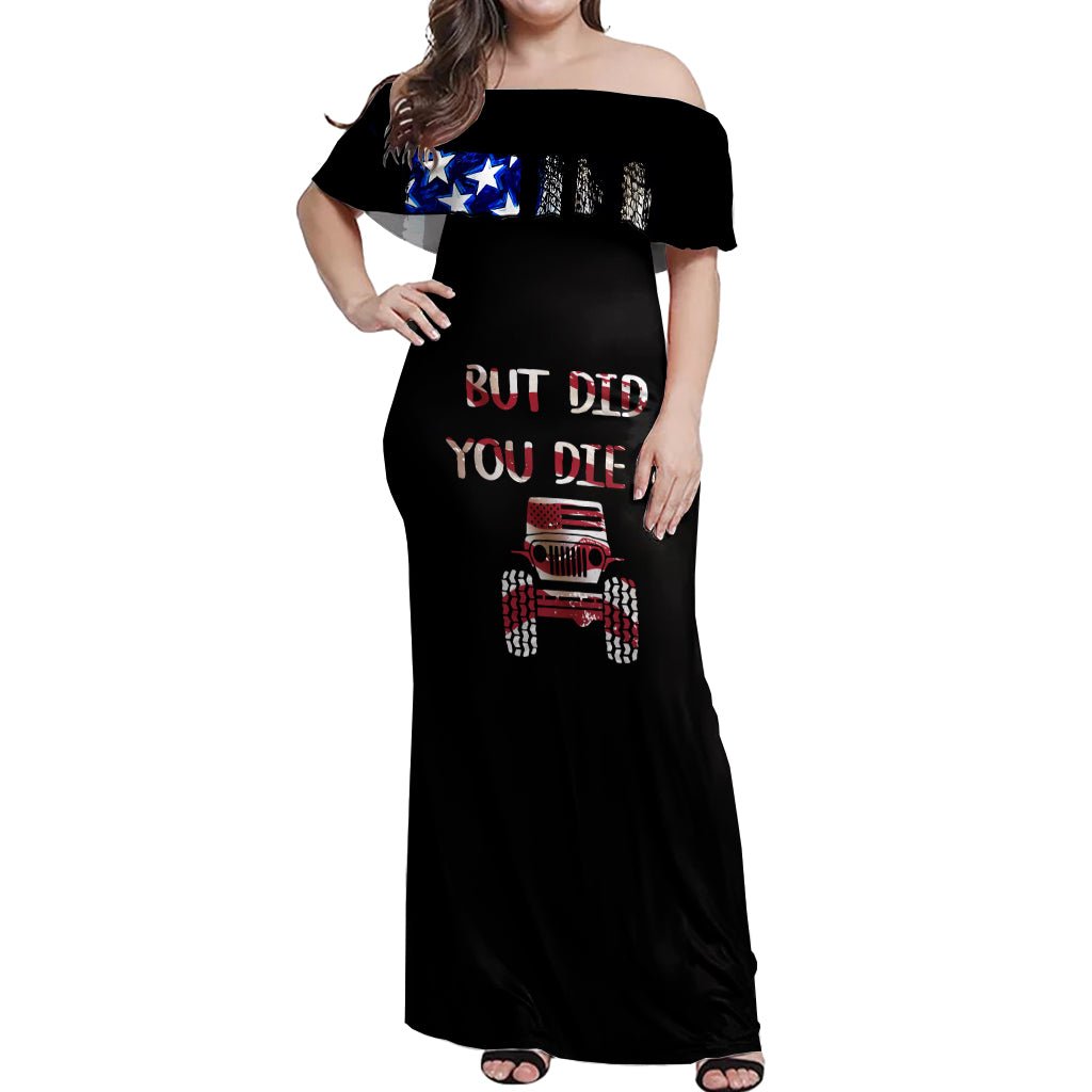 American Jeep Off Shoulder Maxi Dress American Flag Jeep Life DT01 - The Mazicc - Women - S - Black